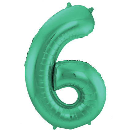 Feestbazaar Folieballon Mat Groen Cijfer '6' - 86cm