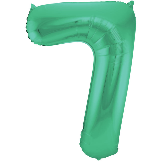 Feestbazaar Folieballon Mat Groen Cijfer '7' - 86cm
