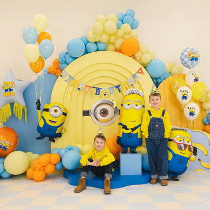 Feestbazaar Folieballon Minion Blauw/Wit Rond 45cm
