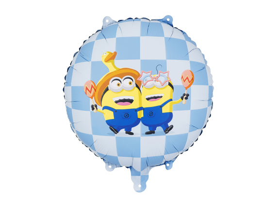 Feestbazaar Folieballon Minion Blauw/Wit Rond 45cm