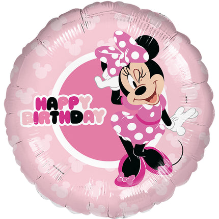 Feestbazaar Folieballon Minnie Mouse 'Happy Birthday' Roze