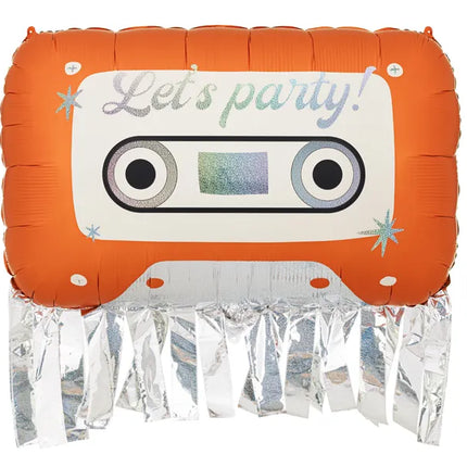 Feestbazaar Folieballon Muziekcasette Let's Party (91x58cm)