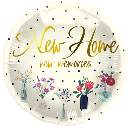 Feestbazaar Folieballon 'New Home' Bloemen (45cm)