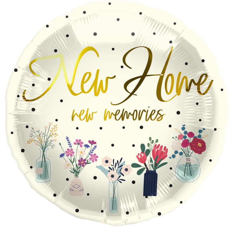Feestbazaar Folieballon 'New Home' Bloemen (45cm)