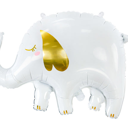 Feestbazaar Folieballon Olifant Wit/Goud (83x58cm)