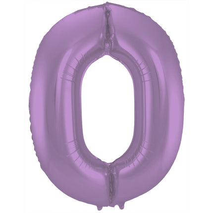 Feestbazaar Folieballon Paars Metallic Mat Cijfer 0  - 86 cm