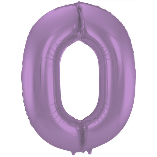 Feestbazaar Folieballon Paars Metallic Mat Cijfer 0  - 86 cm