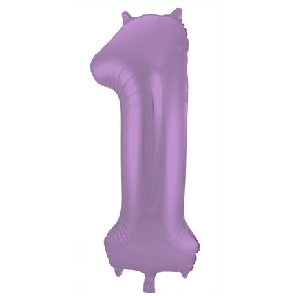 Feestbazaar Folieballon Paars Metallic Mat Cijfer 1 - 86 cm