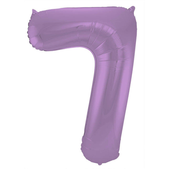 Feestbazaar Folieballon Paars Metallic Mat Cijfer 7 - 86 cm