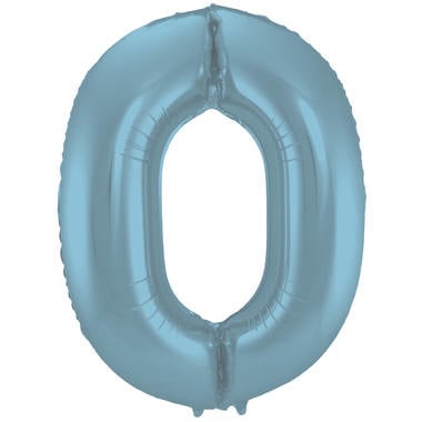 Feestbazaar Folieballon Pastel Blauw Metallic Mat Cijfer 0 - 86 cm
