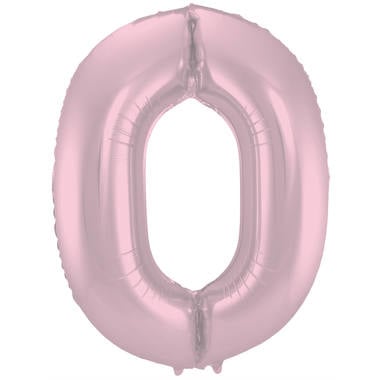 Feestbazaar Folieballon  Pastel Roze Metallic Mat Cijfer 0 - 86 cm