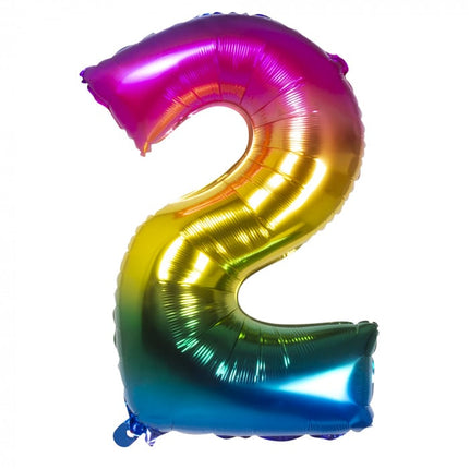 Feestbazaar Folieballon Regenboog Cijfer 2 (86cm)