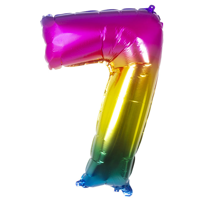 Feestbazaar Folieballon Regenboog Cijfer 7 (86cm)