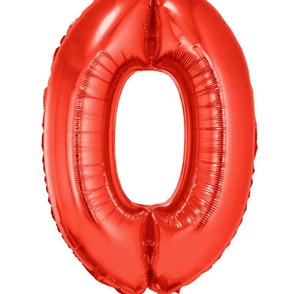 Feestbazaar Folieballon Rood Cijfer '0' Groot