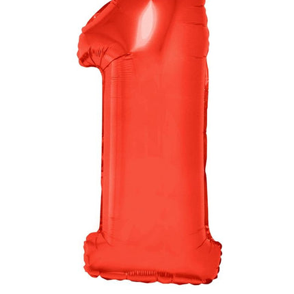 Feestbazaar Folieballon Rood Cijfer '1' Groot