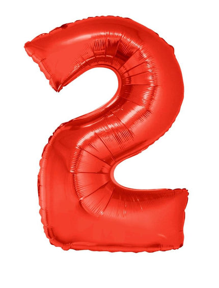 Feestbazaar Folieballon Rood Cijfer '2' Groot