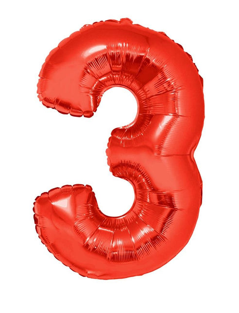 Feestbazaar Folieballon Rood Cijfer '3' Groot