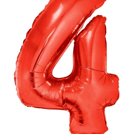 Feestbazaar Folieballon Rood Cijfer '4' Groot