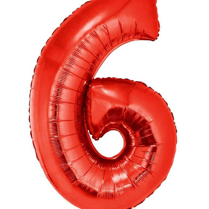Feestbazaar Folieballon Rood Cijfer '6' Groot