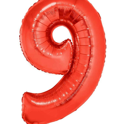 Feestbazaar Folieballon Rood Cijfer '9' Groot