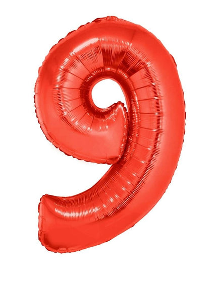 Feestbazaar Folieballon Rood Cijfer '9' Groot