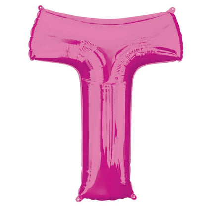 Feestbazaar Folieballon Roze letter 'T' Groot