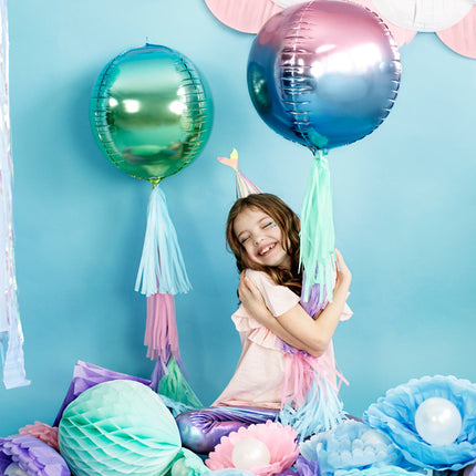 Feestbazaar Folieballon schaduw groen/blauw 35cm