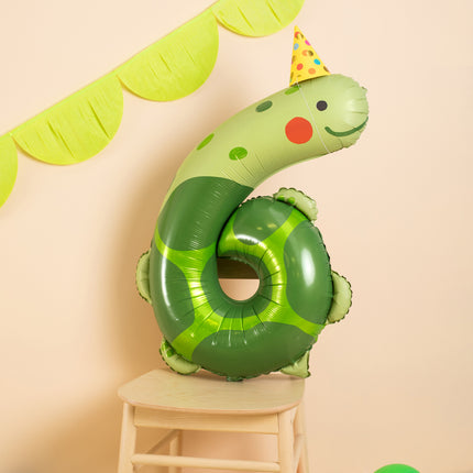 Feestbazaar Folieballon Schildpad Cijfer 6 (81cm)