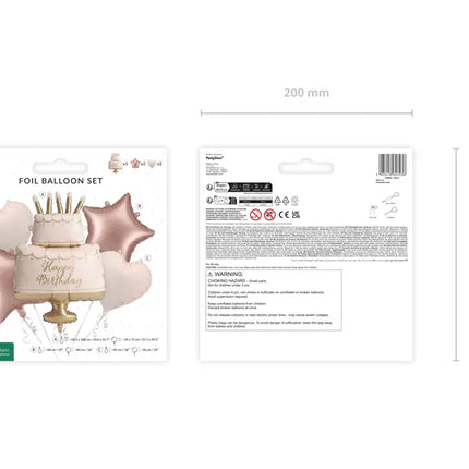 Feestbazaar Folieballon Set Pastel Taart Happy Birthday
