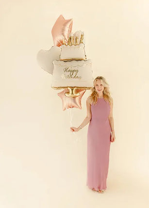 Feestbazaar Folieballon Set Pastel Taart Happy Birthday