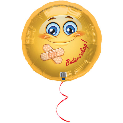 Feestbazaar Folieballon Smiley Beterschap 45cm