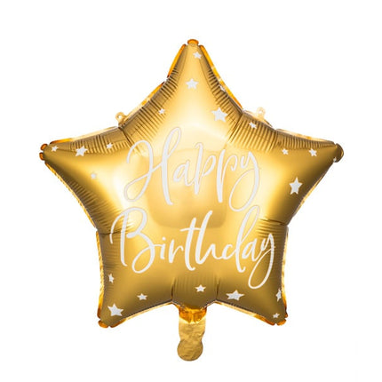 Feestbazaar Folieballon Ster Goud 'Happy Birthday'