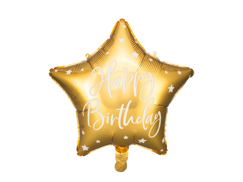 Feestbazaar Folieballon Ster Goud 'Happy Birthday'
