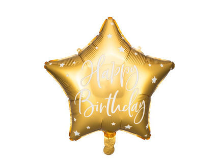 Feestbazaar Folieballon Ster Goud 'Happy Birthday'