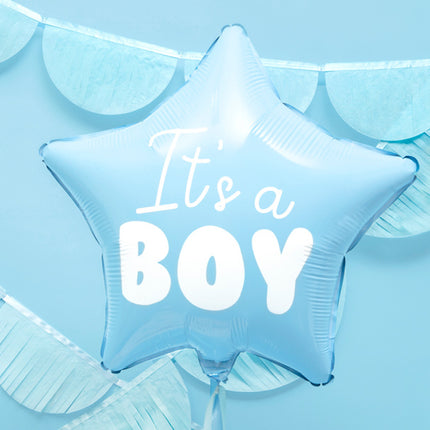 Feestbazaar Folieballon Ster lichtblauw It's a boy 48cm