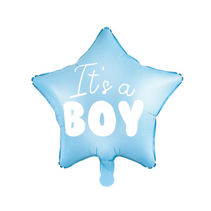 Feestbazaar Folieballon Ster lichtblauw It's a boy 48cm