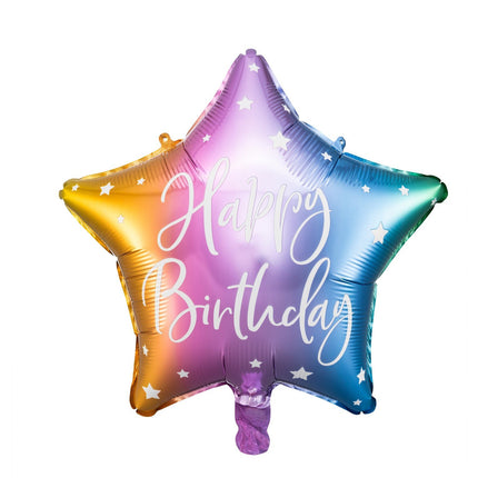 Feestbazaar Folieballon Ster Rainbow 'Happy Birthday' (40cm)