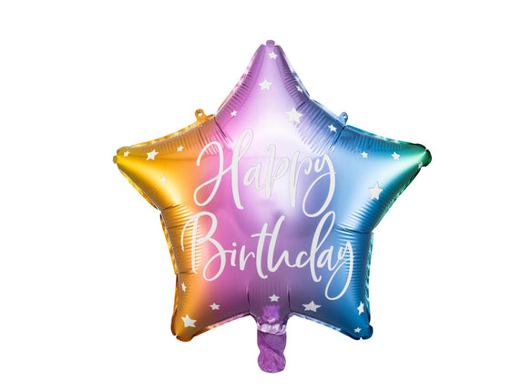 Feestbazaar Folieballon Ster Rainbow 'Happy Birthday' (40cm)