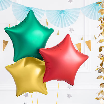 Feestbazaar Folieballon ster rood Satijn 48cm