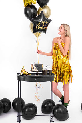 Feestbazaar Folieballon Ster Zwart 'Happy Birthday'