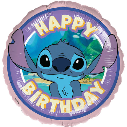 Feestbazaar Folieballon Stitch 'Happy Birthday' 45cm