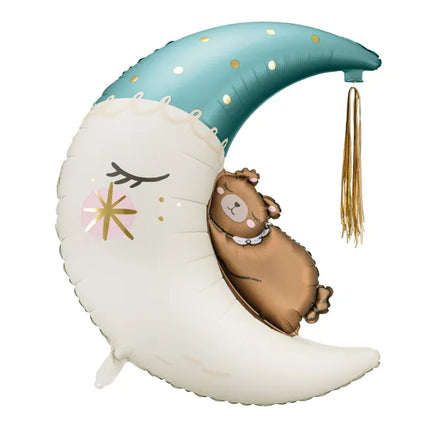 Feestbazaar Folieballon Teddybeer Op Maan Blauw (80x98cm)