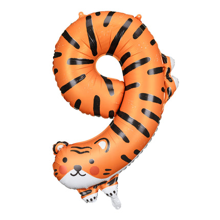 Feestbazaar Folieballon Tijger Cijfer 9 (81cm)