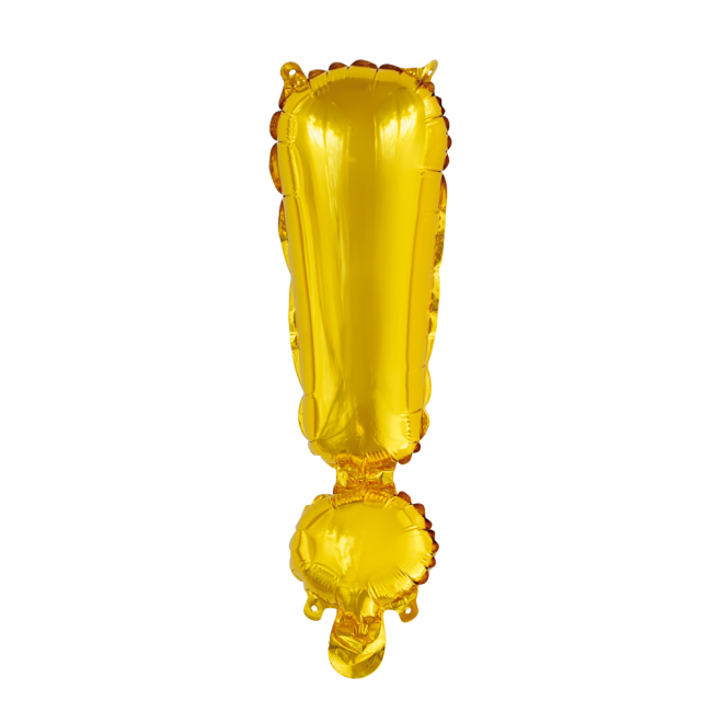 Feestbazaar Folieballon Uitroepteken Goud 41cm