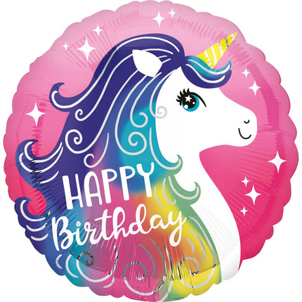 Feestbazaar Folieballon Unicorn Happy Birthday - 45 cm