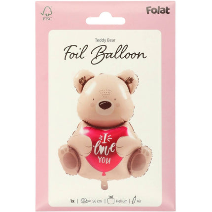 Feestbazaar Folieballon Valentijn Ombre Love Teddy Beer "I love you (56 cm)