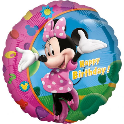 Feestbazaar Folieballon  Verjaardag Minnie Mouse Rond - 45 cm