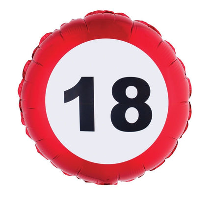 Feestbazaar Folieballon verkeersbord 18 jaar