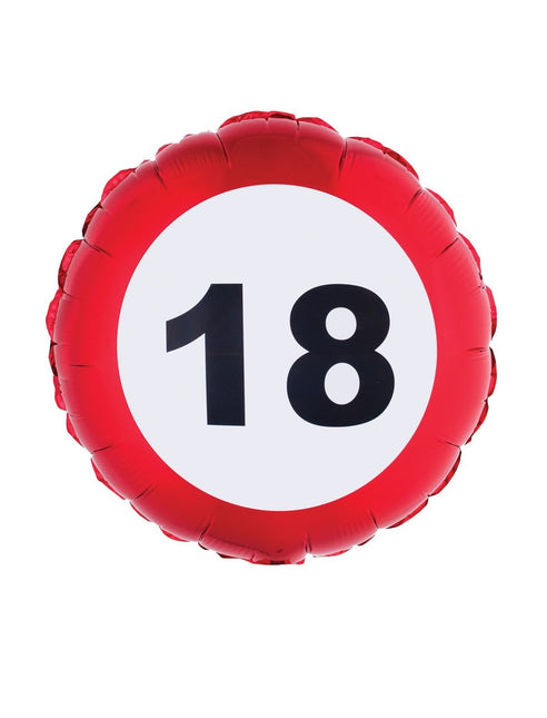 Feestbazaar Folieballon verkeersbord 18 jaar