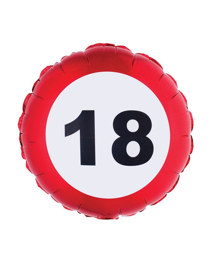 Feestbazaar Folieballon verkeersbord 18 jaar